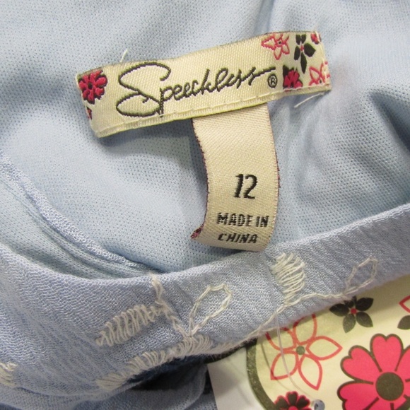 NEW Speechless Blue Embroidered Flower Dress 12 - Picture 4 of 5